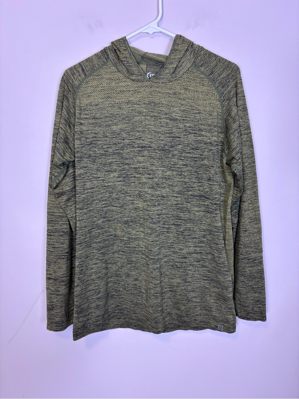 Zyia Active Men's Lightweight Hooded Pullover Sweater - Olive Green Medium